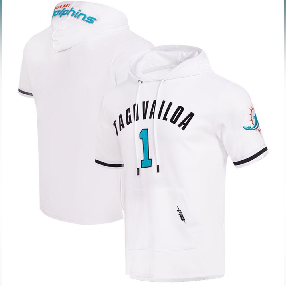 Men's Miami Dolphins Tua Tagovailoa Pro Standard White Hoodie T-Shirt L NWT